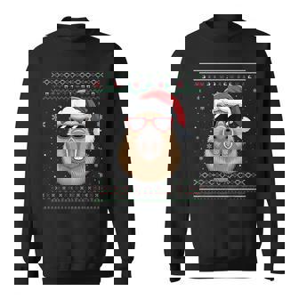 Ugly Christmas Capybara Wearing Sunglass Santa Animal Lover Sweatshirt Unisex | Mazezy