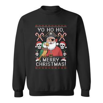 Ugly Christmas Sweater Yo Ho Ho Fun Merry Xmas Santa Pirate Sweatshirt | Mazezy