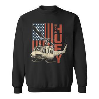 Uh-1 Huey Military Helicopter Aviation American Flag Sweatshirt | Seseable UK
