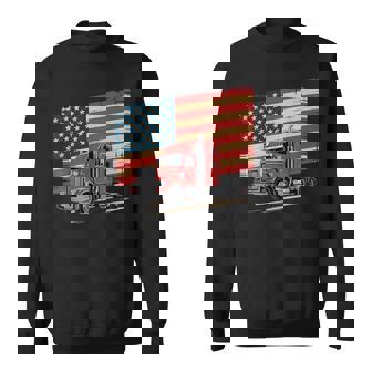 US American Flag Semi Truck Driver 18 Wheeler Trucker Sweatshirt Unisex | Mazezy
