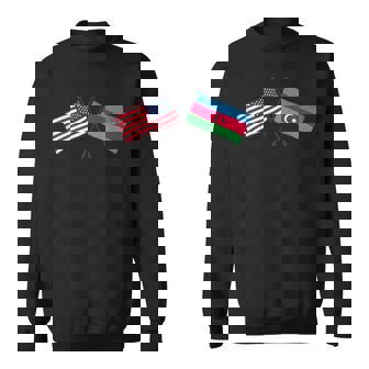 USA Azerbaijan Crossed Flags American Azeri Friendship Sweatshirt Unisex | Mazezy