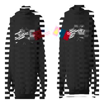 USA Mongolia Crossed Flags American Mongolian Friendship Sweatshirt Unisex | Mazezy