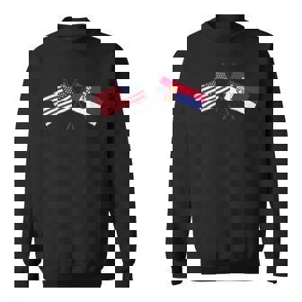 USA Serbia Crossed Flags American Serbian Friendship Sweatshirt Unisex | Mazezy