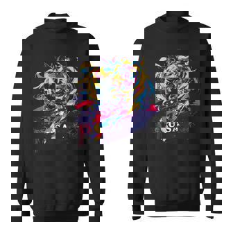 Vibrant USA Patriotic Colors With Stars Tank Top Sweatshirt Unisex | Mazezy