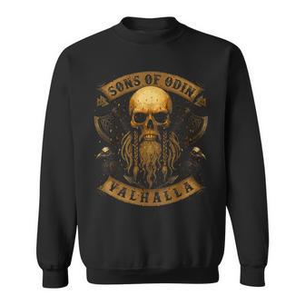 Viking Skull Bold With Beard Sons Of Odin Valhalla Sweatshirt Unisex | Mazezy