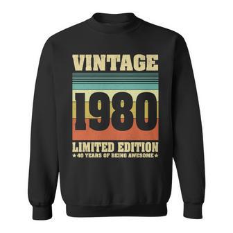 Vintage 1980 Ropa 40 Años Retro 40 Cumpleaños Regalos Manga Larga Camisa de entrenamiento - Regaloses