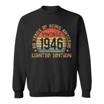 Vintage 80 Birthday Decorations 80Yr 1946 80Th Birthday Sweatshirt - Thegiftio UK