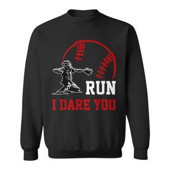 Vintage Baseball Catcher Boys Go Ahead Run I Dare You Sweatshirt - Thegiftio UK