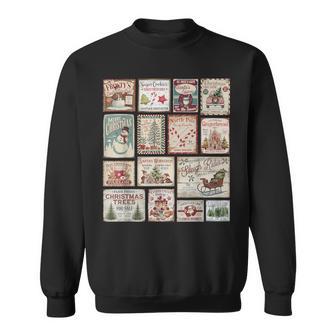 Vintage Christmas Stamps Holiday Party Festive Winter Sweatshirt - Thegiftio UK