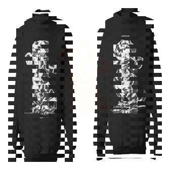 Vintage Dachshund Smoking A Pipe Smoker Pet Owner Sweatshirt Unisex | Mazezy