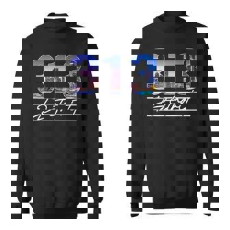 Vintage Detroit Michigan 313 Area Code Skyline Sweatshirt - Thegiftio