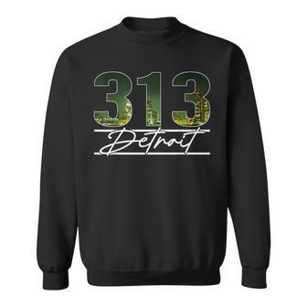 Vintage Detroit Michigan 313 Area Code Skyline Sweatshirt | Mazezy