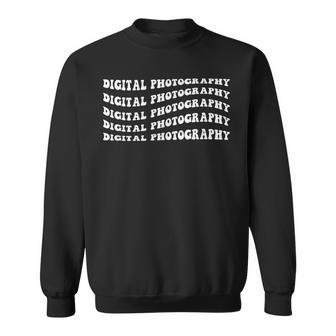 Vintage Digital Photography Retro Wavy Text Sweatshirt Unisex | Mazezy
