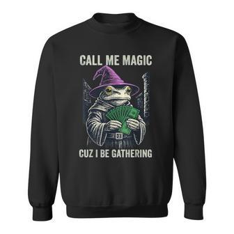 Vintage Frog Call Me Magic Cuz I Be Gathering Wizard Sweatshirt - Thegiftio UK