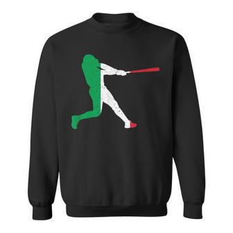 Vintage Italy Flag In Baseball Player Silhouette Sweatshirt - Thegiftio UK
