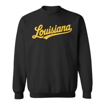 Vintage Louisiana Script Retro Swoosh Sweatshirt Unisex | Mazezy