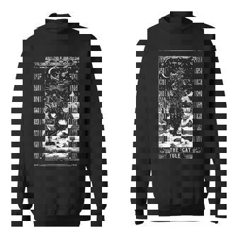 Vintage Retro The Yule Cat Tarot Card Dark Christmas Holiday Sweatshirt Unisex | Mazezy