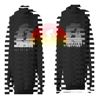Vintage Sunset Skiing Skiers Winter Mountain Sweatshirt Unisex | Mazezy
