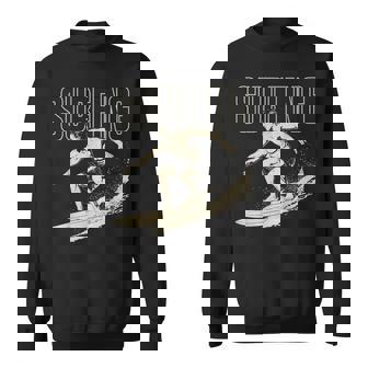 Vintage Surfing Retro Wave Surfer Hawaii Beach Surfboard Sweatshirt Unisex | Mazezy