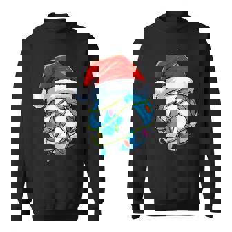 Volleyball Christmas Lights Santa Hat Sports Lover Game Day Sweatshirt | Seseable FR