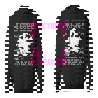 Volleyball In October We Wear Pink Halloween Breast Cancer Sweatshirt Unisex | Mazezy