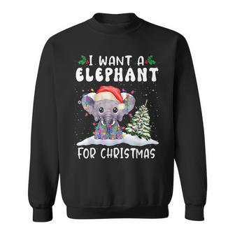 I Want A Elephant For Christmas Santa Hat Xmas Sweatshirt - Thegiftio UK