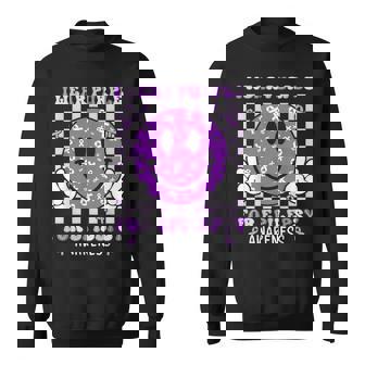 I Wear Purple For Epilepsy Awareness Smile Face Empilepsy Sweatshirt - Seseable