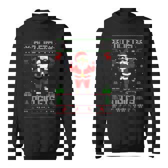 Weightlifting Workout Gym Santa Christmas Ugly Sweater Xmas Sweatshirt Unisex | Mazezy