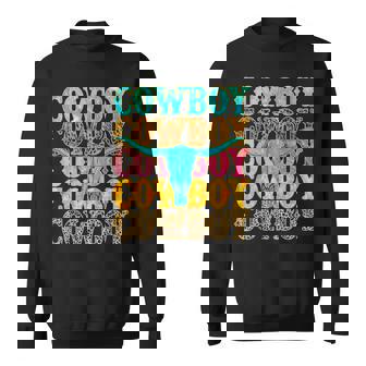 Western Country Men Teen Boy Kid Rodeo Southern Retro Cowboy Sweatshirt Unisex | Mazezy