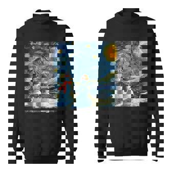 Winter Snowman Van Gogh Starry Night Christmas Sweatshirt - Seseable