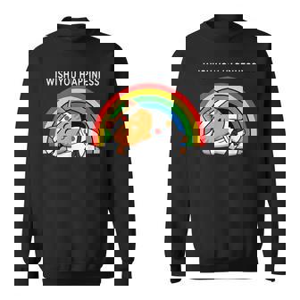 Wish You Happiness Japanese Karate Cat Rainbow Graphic Sweatshirt Unisex | Mazezy