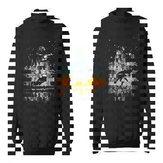 Wolf Santa Hat Christmas Lights Wolf Lover Animal Xmas Pj Sweatshirt | Seseable UK