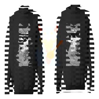 Wolf Wearing Sunglasses Playing Sitar Sitarist Tank Top Sweatshirt Unisex | Mazezy