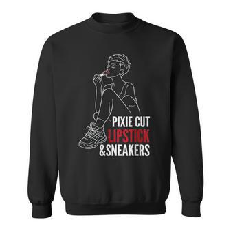 Women's Pixie Cut Lipstick And Sneakers Quote Daughter Sweatshirt - Thegiftio UK