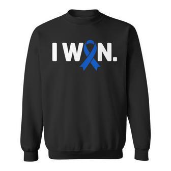 I Won Survivor Colorectal Colon Cancer Awareness Blue Ribbon Sweatshirt - Thegiftio UK