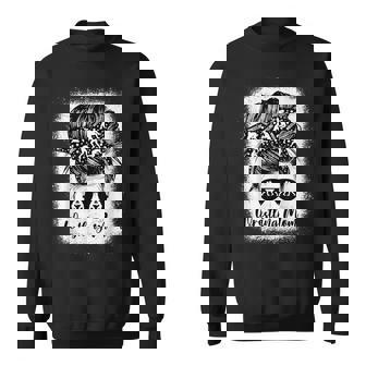 Wrestling Mom Messy Bun Sunglasses Athlete Support Parent Sweatshirt Unisex | Mazezy