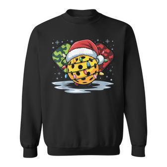 Xmas Pickleball Christmas Lights Santa Hat Pickleball Lover Sweatshirt - Thegiftio UK