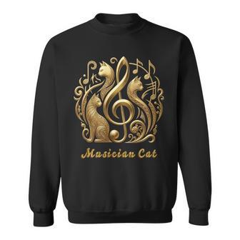 「Musician Cat 」 いつも猫気分 楽器と猫の調べ 音楽記号 猫エンブレム 肉球 スウェットシャツ - Kawaiitshirt