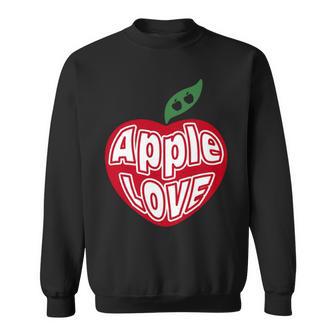 「Red Apple Fresh Fruit 」 ハート型 Love りんご フルーツ ユニークデザイン 長袖tシャツ スウェットシャツ - Kawaiitshirt
