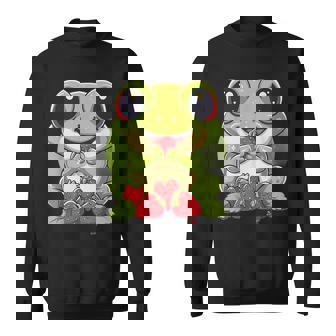 いちごカエル 図面 アートワーク いちご 動物 アート スウェットシャツ - Kawaiitshirt