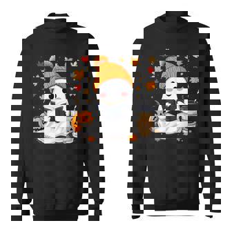 おばけ読書本 紅葉 ハロウィン ゴーストコーヒー スウェットシャツ - Kawaiitshirt