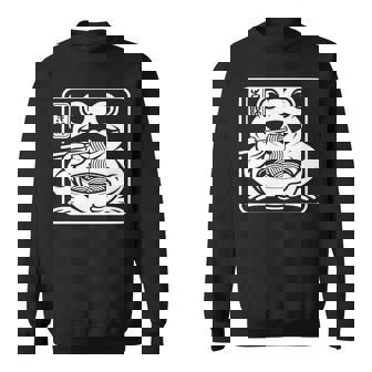 おもしろい 不機嫌そうなカエル ラーメン かわいい 水墨画 日本語 長袖tシャツ スウェットシャツ - Kawaiitshirt