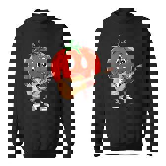 おもしろギタリスト トマト 演奏 ギター ミュージシャン トマト ギター スウェットシャツ - Kawaiitshirt