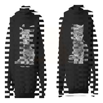 かわいいブリティッシュショートヘア 猫好きの子猫 スウェットシャツ - Kawaiitshirt