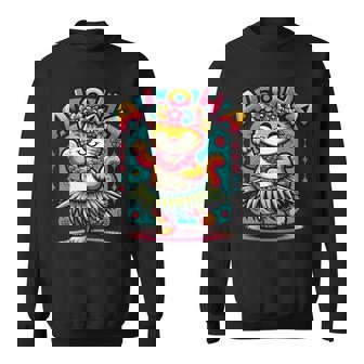 アロハ ハワイ ハワイアン フラダンス キャット シャツ 猫好き フラ 長袖tシャツ スウェットシャツ - Kawaiitshirt