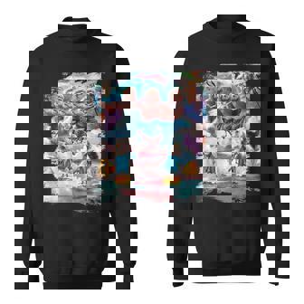 アロハ バーガー 猫 & ピザ ナマケモノ ユニコーン スウェットシャツ - Kawaiitshirt