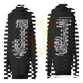 イニシャル 名前 文字 J アルファベット 民芸風 スウェットシャツ - Kawaiitshirt
