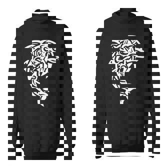 イルカ ポリネシアン トライバル マオリ ライトパターン イルカ 長袖tシャツ スウェットシャツ - Kawaiitshirt