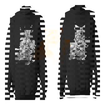 オイル スケッチ ワイルドライフ ボブキャット オレンジ ボブキャット スウェットシャツ - Kawaiitshirt