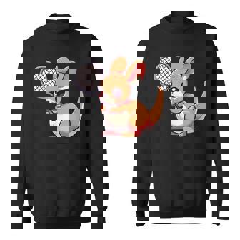 カンガルー かわいい ラケット スポーツ テニス プレイ 動物 キャラクター キュート スウェットシャツ - Kawaiitshirt